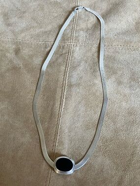 925 Sterling Silver Necklace and Onyx Pendant